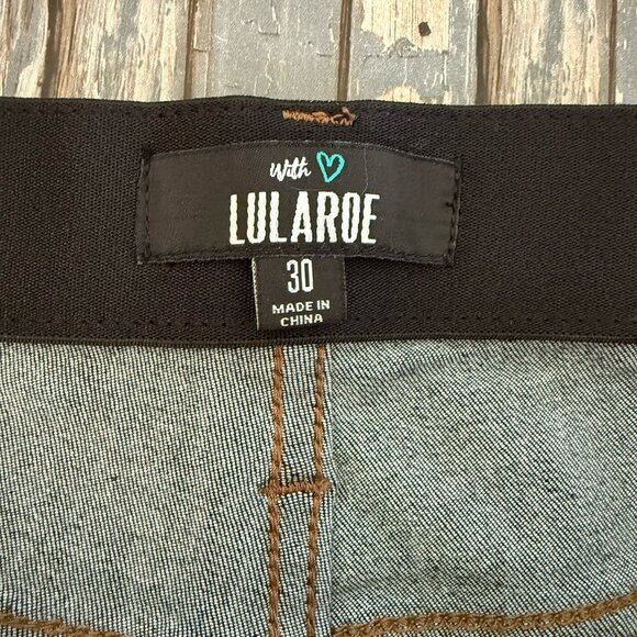 Lularoe Skinny Fit Jeans Size 30 Blue Dark Wash Distressed Raw Hem Stretch NWT - Picture 7 of 10